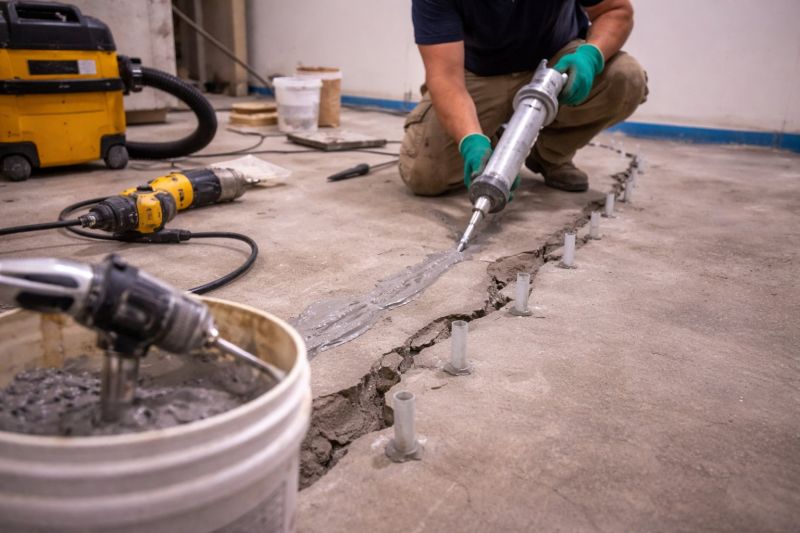 Cracked Basement Floor Repair in Middletown, NJ