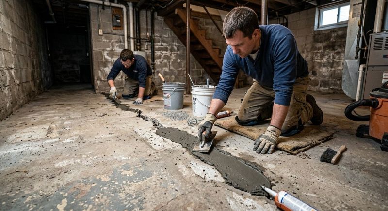 Cracked Basement Floor Repair in Middletown, NJ